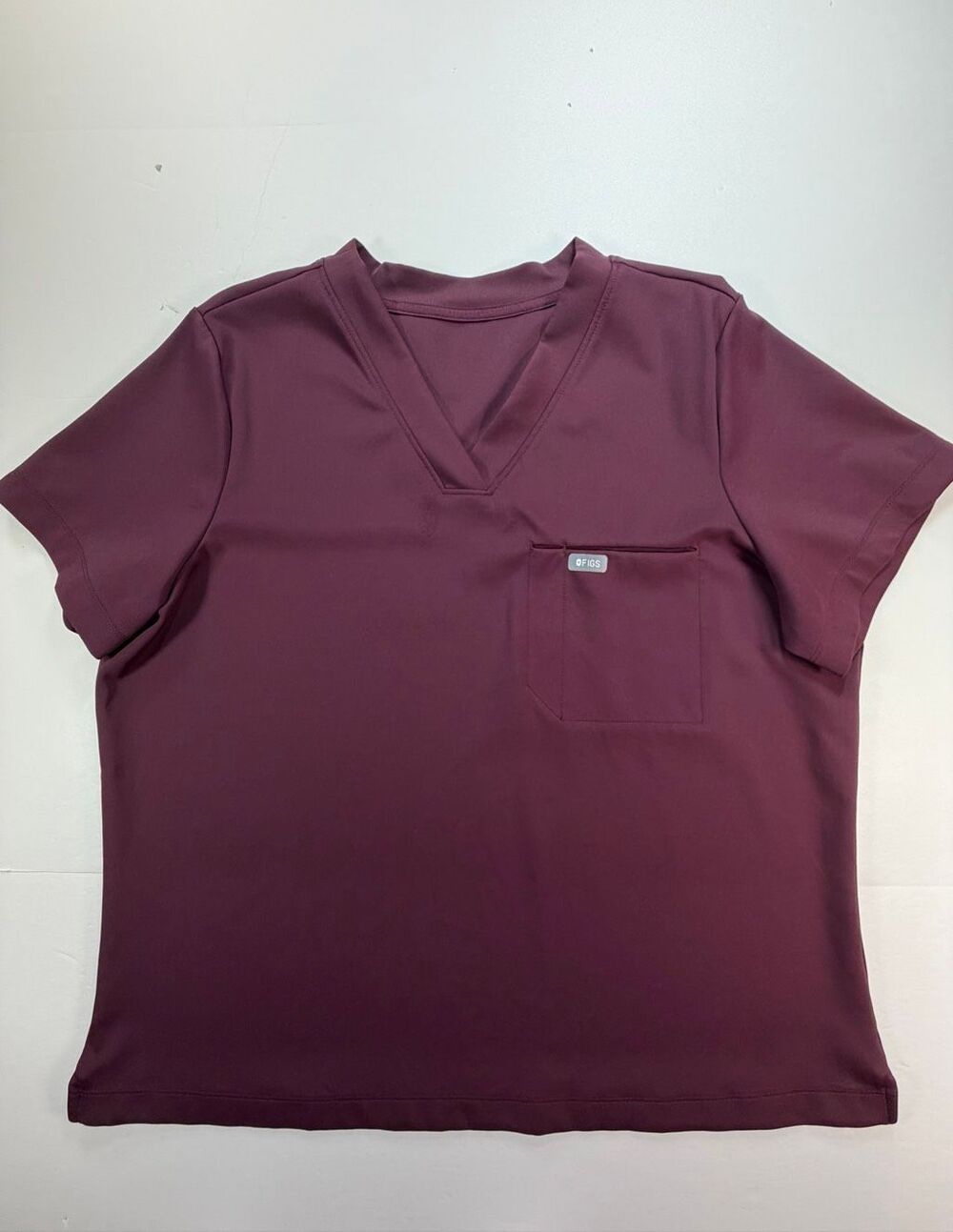 FIGS Sona Slim Scrub Top Burgundy Maroon Size L XL FORMx Stretch V Neck Medical